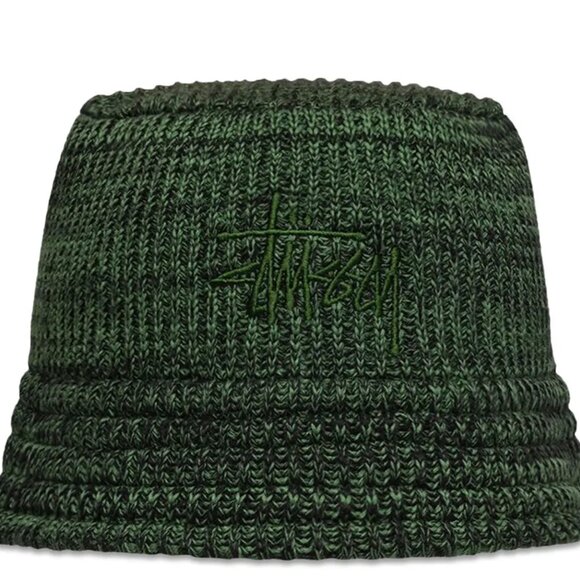 Brand New with tags STUSSY Green Marl Knit Bucket Hat - Picture 10 of 10